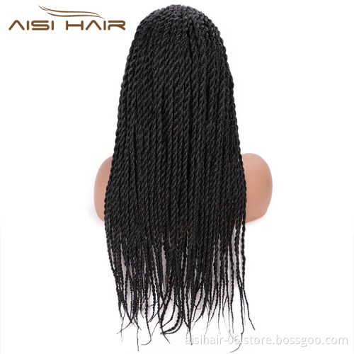 Aisi Hair Heat Resistant Synthetic Fiber Lace Front Twists Braids Wig Lace Front Long Braiding Wigs for Black Women